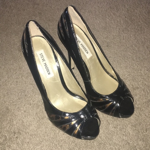 Steve Madden Leapord print Peep toe Stilettos - Picture 1 of 5